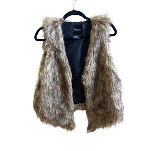 Me Jane Faux Fur Vest Womens L Brown